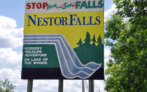sign: stop to see Nestor Falls
